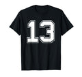 Number 13 Baseball Football Soccer T-Shirt - Graphic Print for Adults - T-Shirt, Sweatshirt, Hoodie