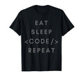 Eat Sleep Code Repeat Funny T-Shirt - Fun Novelty Design for Adults - T-Shirt, Sweatshirt, Hoodie
