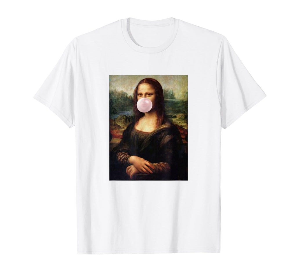 Mona Lisa Mona Lisa Bubblegum Bubble Mona Hoodie - Minimalist Print Unisex - T-Shirt, Sweatshirt, Hoodie