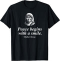 Peace Begins With A Smile Mother Teresa Inspirational - Adult & Kids T-Shirts, Sweatshirts & Hoodies apparel design preview 1