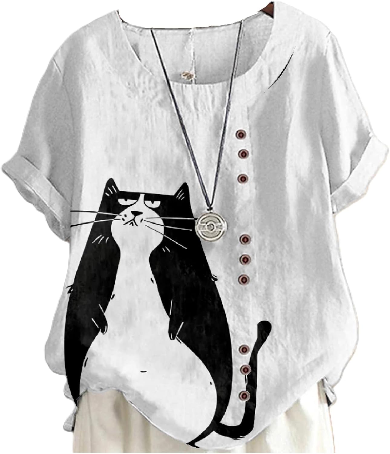 Cat for Women Loose Fit Short Sleeve Crewneck 2024 - Adult & Kids T-Shirts, Sweatshirts & Hoodies apparel design preview 1