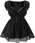 Women's Plus Size Y2K Gothic Sheer Lace Blouse Puff - Adult & Kids T-Shirts, Sweatshirts & Hoodies apparel design preview 1