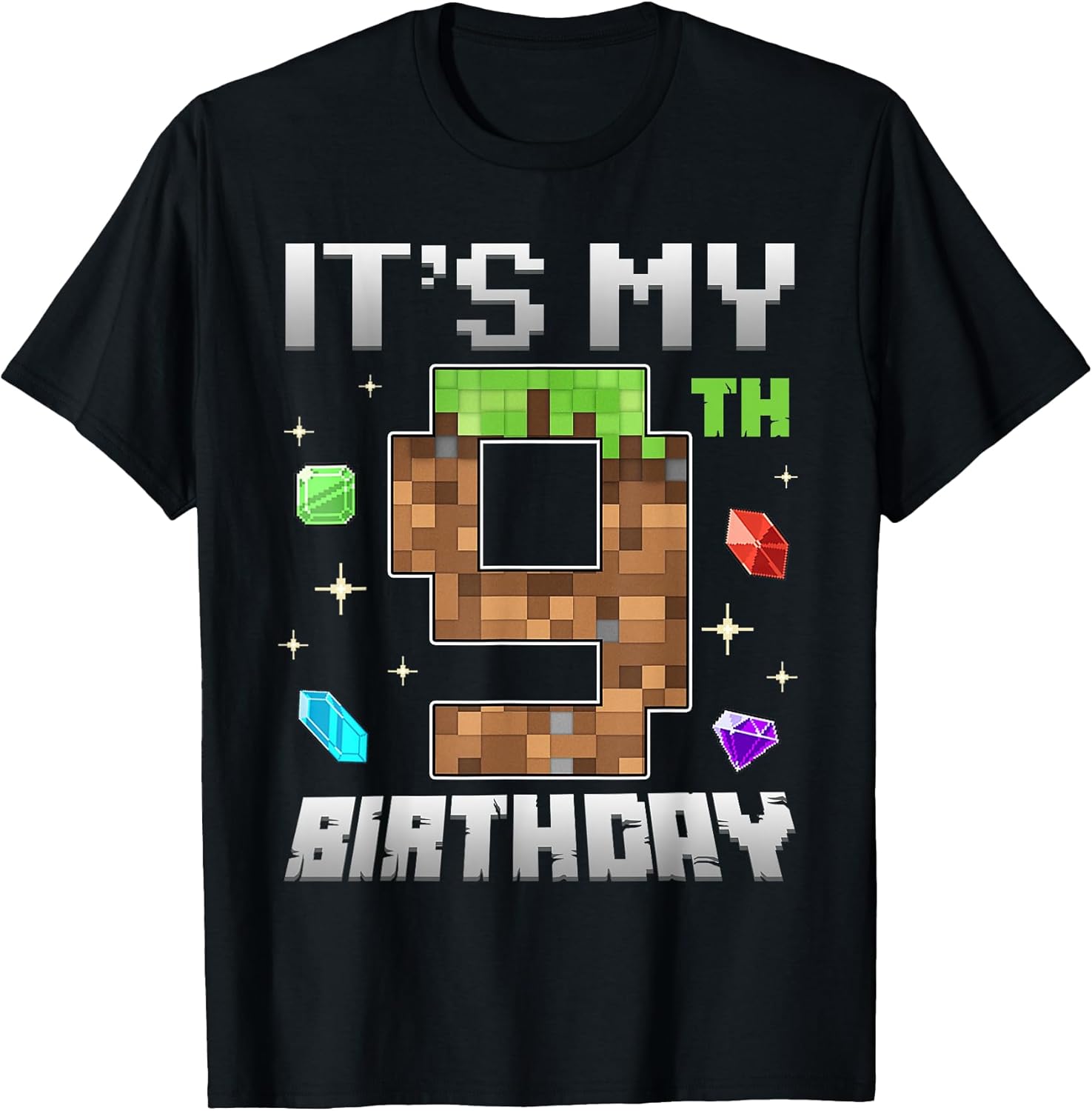 Retro 9th Birthday Boy Level 9 Video Gamer Pixel - Adult & Kids T-Shirts, Sweatshirts & Hoodies apparel design preview 1
