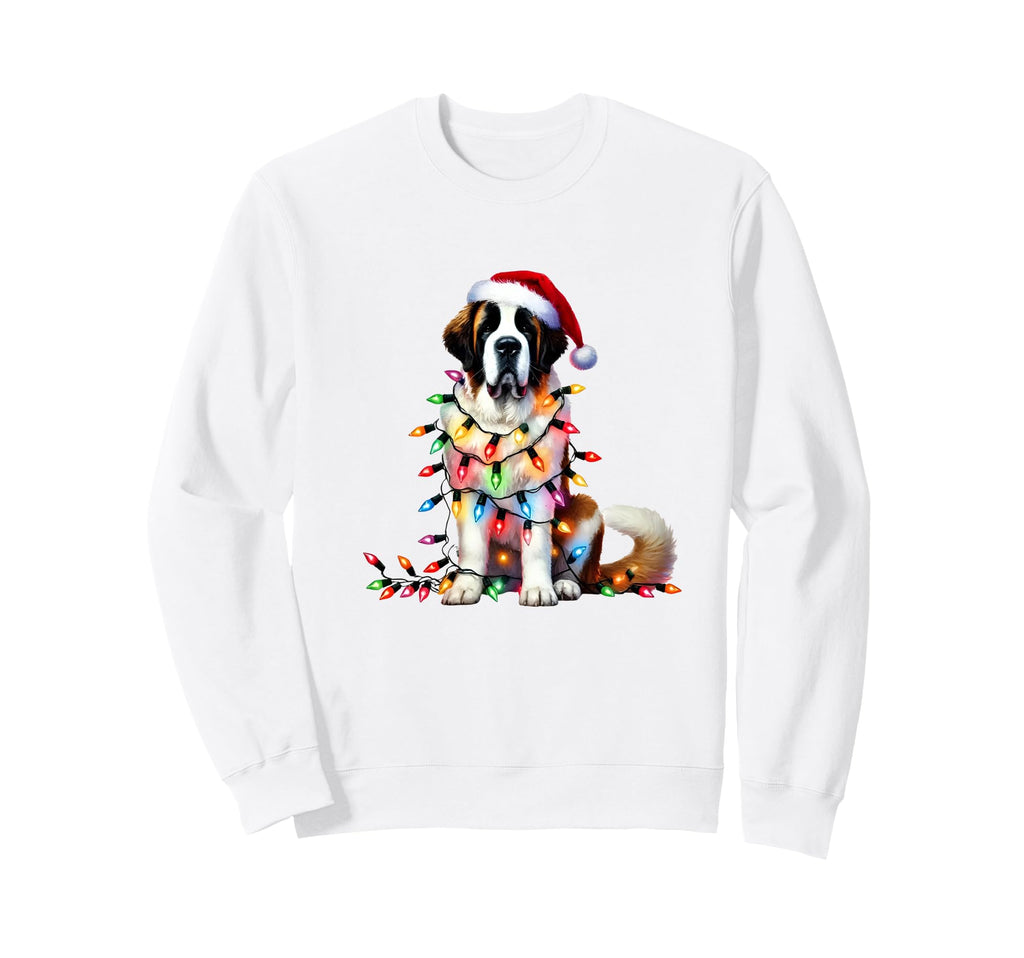 Santa Saint Bernard Lights Saint Sweatshirt - Streetwear Style Unisex - T-Shirt, Sweatshirt, Hoodie