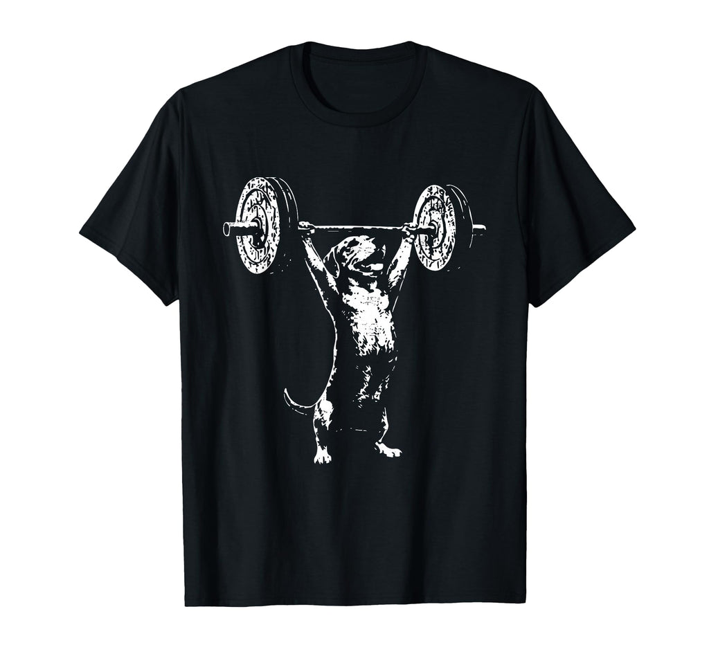 Weight Lifting Gym Dachshund Dog T-Shirt - Unique Graphic Men Women - T-Shirt, Sweatshirt, Hoodie
