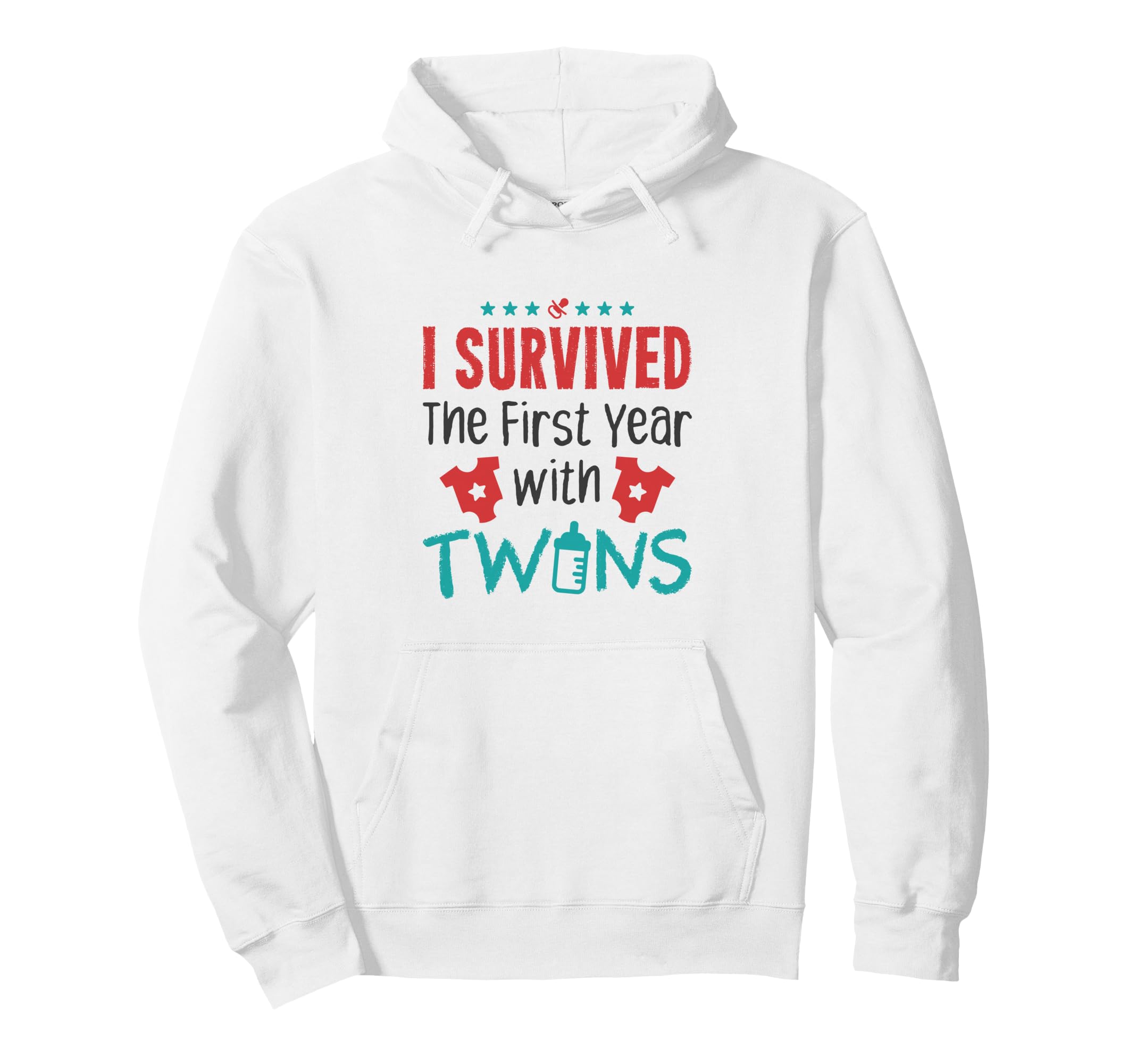 I Survived First Year Twins Twin Mom Hoodie - Minimalist Print for Adults - T-Shirt, Sweatshirt, Hoodie