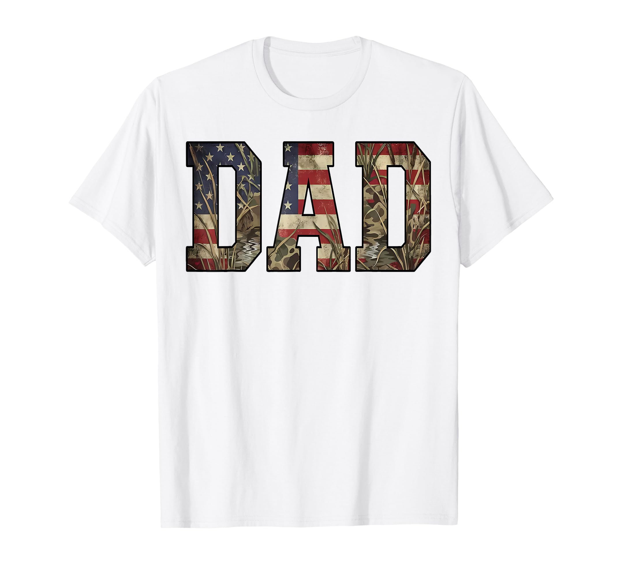 Camo American Flag Dad Hunting Season T-Shirt - Graphic Print Men Women - T-Shirt, Sweatshirt, Hoodie