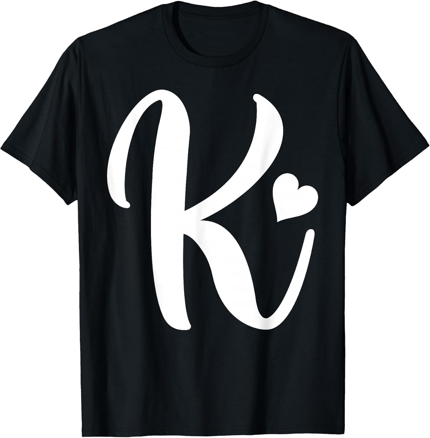 White Letter K Monogram Initials Minimalist Heart - Adult & Kids T-Shirts, Sweatshirts & Hoodies apparel design preview 1