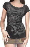 Women's Grunge Y2K Graphic Slim Fit Gothic Wing Print - Adult & Kids T-Shirts, Sweatshirts & Hoodies apparel design preview 1