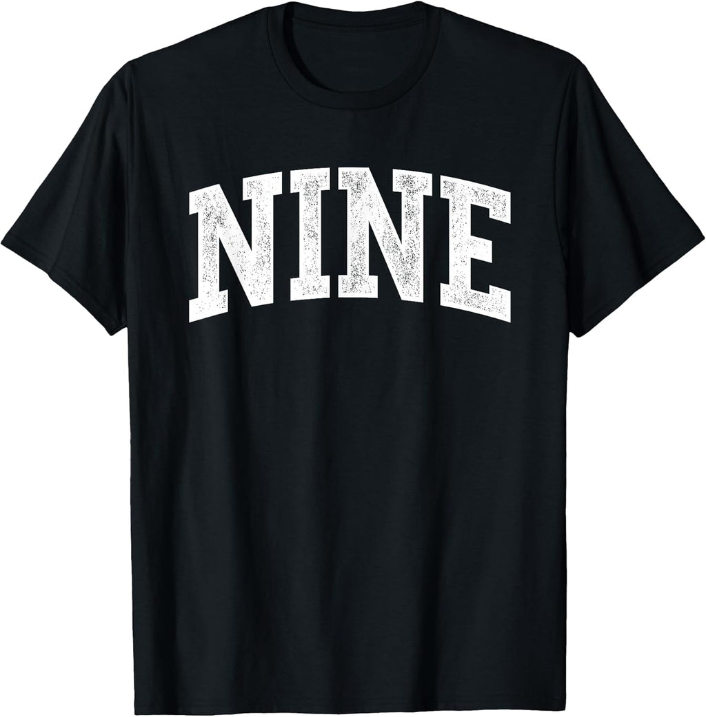 Nine Minimalist 9th Birthday Design 9-Year-Old - Adult & Kids T-Shirts, Sweatshirts & Hoodies apparel design preview 1