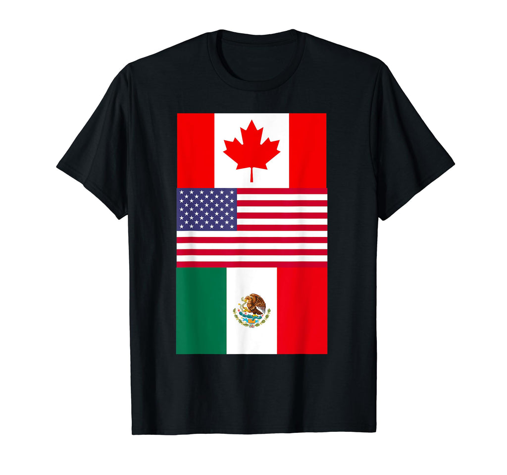 Canada Usa Mexico North America Flags T-Shirt - Minimalist Print for Adults - T-Shirt, Sweatshirt, Hoodie