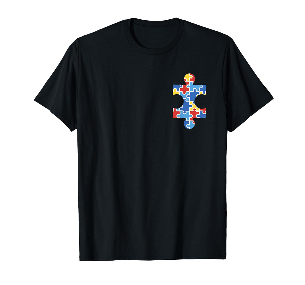 Autism Awareness Puzzle Piece Pocket T-Shirt - Trendy Graphic Men Women - T-Shirt, Sweatshirt, Hoodie