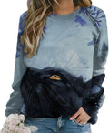 Womens Cat Art Print Crewneck Loose Fit Botanical - Adult & Kids T-Shirts, Sweatshirts & Hoodies apparel design preview 1