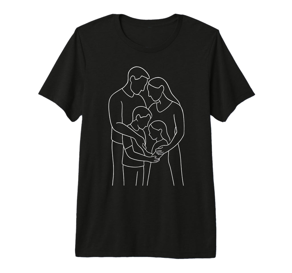 Family Line Art Mother Dad Son T-Shirt - Fun Novelty Design for Adults - T-Shirt, Sweatshirt, Hoodie
