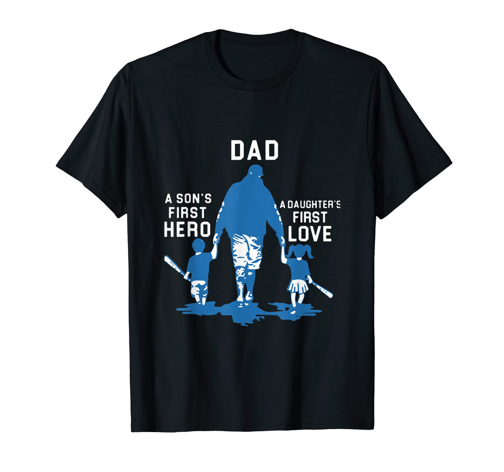 Dad Is Sons First Hero And Daughters T-Shirt - Minimalist Print for Adults - T-Shirt, Sweatshirt, Hoodie