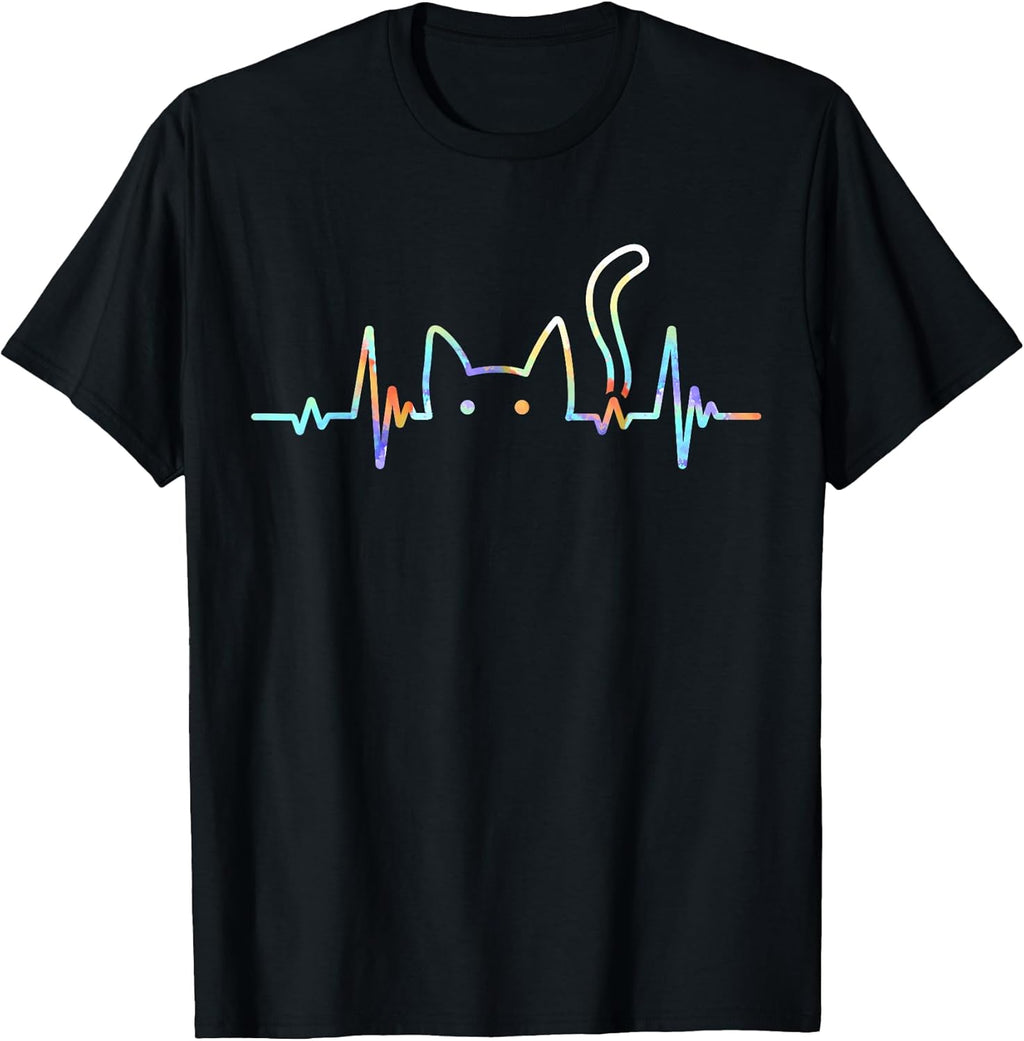 Heartbeat Cat Lover Animal Silhouette Cute - Adult & Kids T-Shirts, Sweatshirts & Hoodies apparel design preview 1