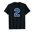 White Blue Sports Team Number 2 T-Shirt - Aesthetic Graphic for Adults - T-Shirt, Sweatshirt, Hoodie