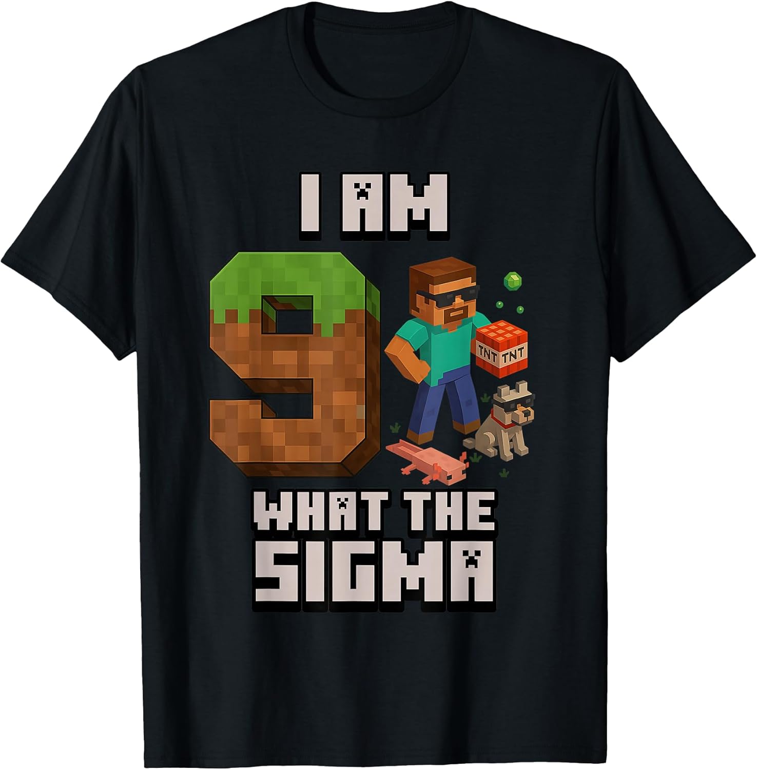 9th Birthday What The Sigma Pixel 9 Bday Gamer Boys - Adult & Kids T-Shirts, Sweatshirts & Hoodies apparel design preview 1
