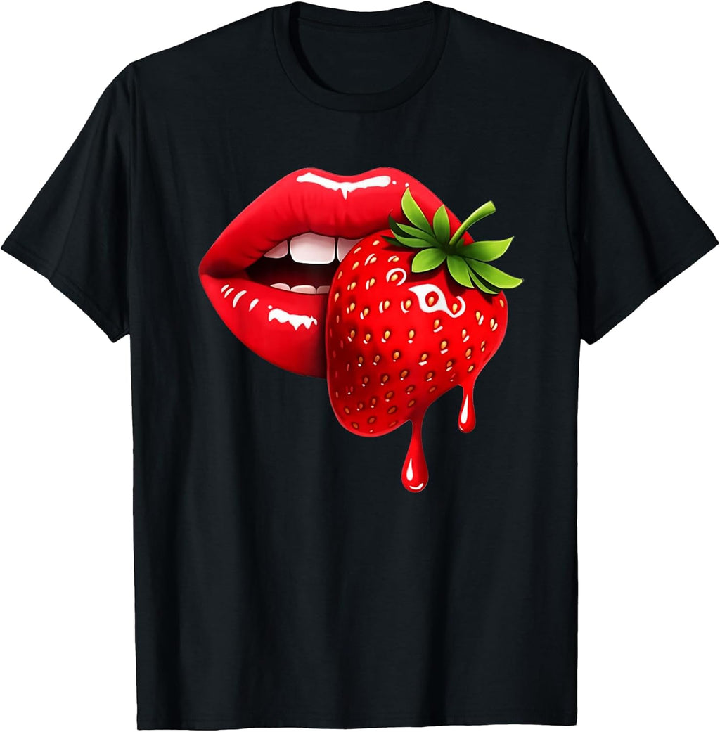 Strawberry Lips Glossy Red Pop Art - Adult & Kids T-Shirts, Sweatshirts & Hoodies apparel design preview 1