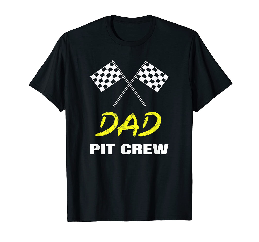 Dad Pit Crew Checkered Race Flag Car T-Shirt - Unique Graphic Unisex - T-Shirt, Sweatshirt, Hoodie
