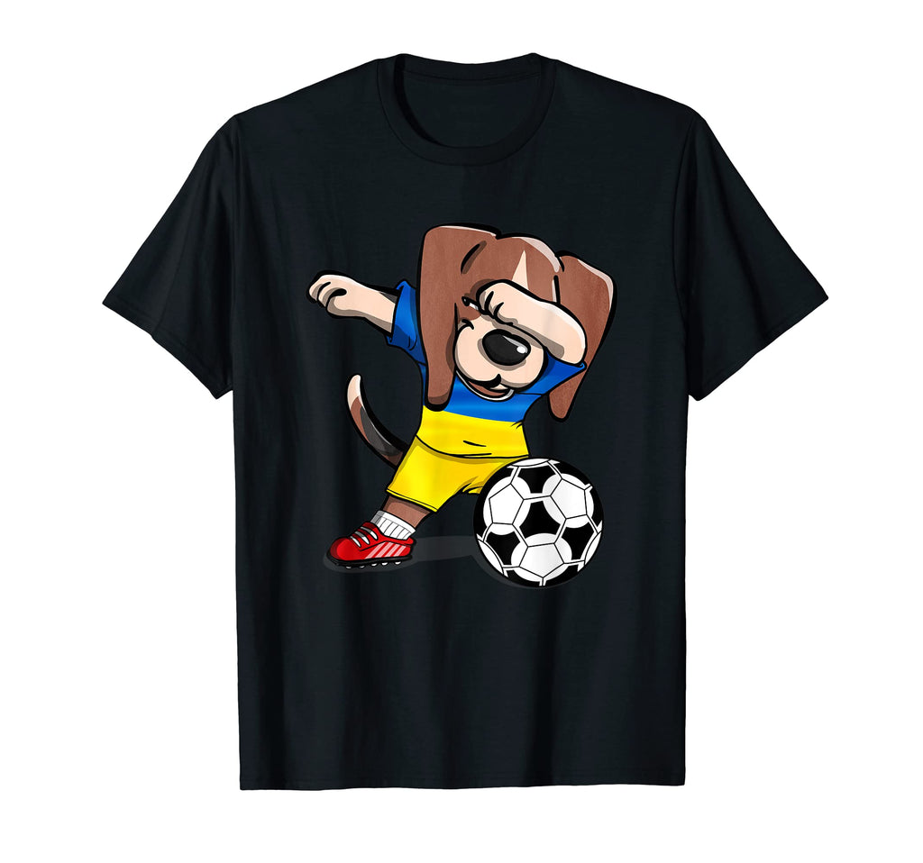 Dabbing Beagle Dog Ukraine Football T-Shirt - Fun Novelty Design Men Women - T-Shirt, Sweatshirt, Hoodie