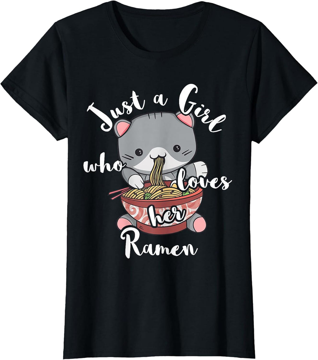 Ramen Girls Japanese Noodle Soup Food Cute Kawaii Cat - Adult & Kids T-Shirts, Sweatshirts & Hoodies apparel design preview 1