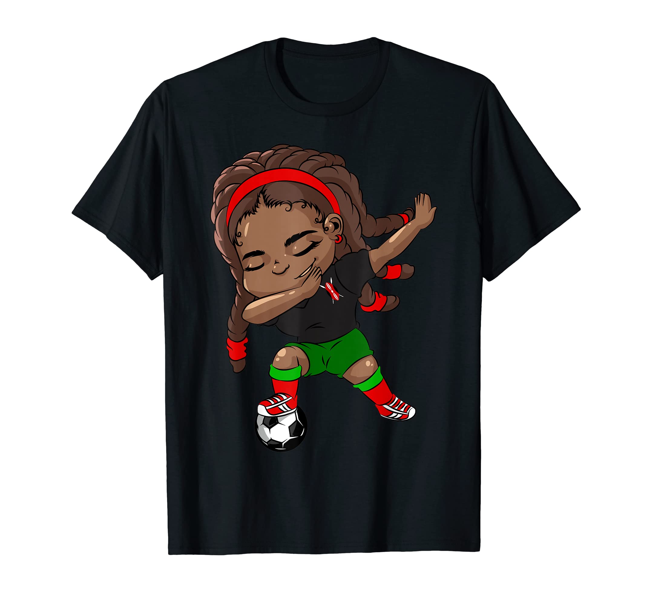 Kenya African Dabbing Soccer Black T-Shirt - Streetwear Style for Adults - T-Shirt, Sweatshirt, Hoodie