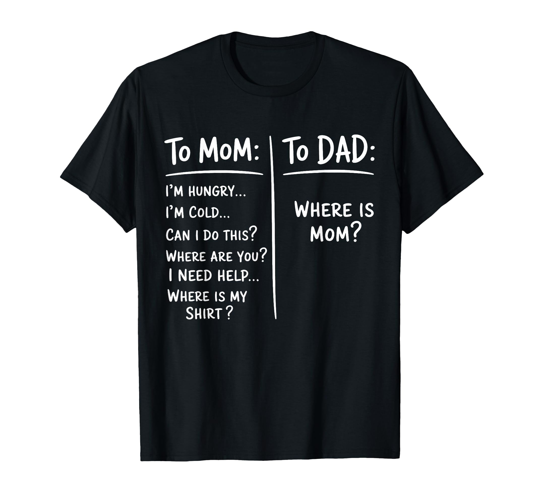 Funny Meme To Mom To Dad Mothers T-Shirt - Fun Novelty Design for Adults - T-Shirt, Sweatshirt, Hoodie
