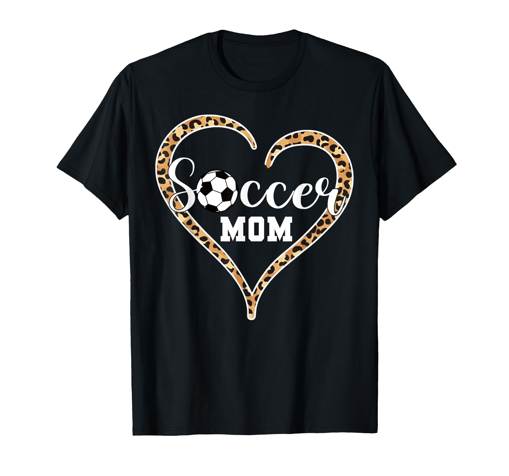 Soccer Mom Leopard Heart Soccer T-Shirt - Casual Everyday Wear for Adults - T-Shirt, Sweatshirt, Hoodie