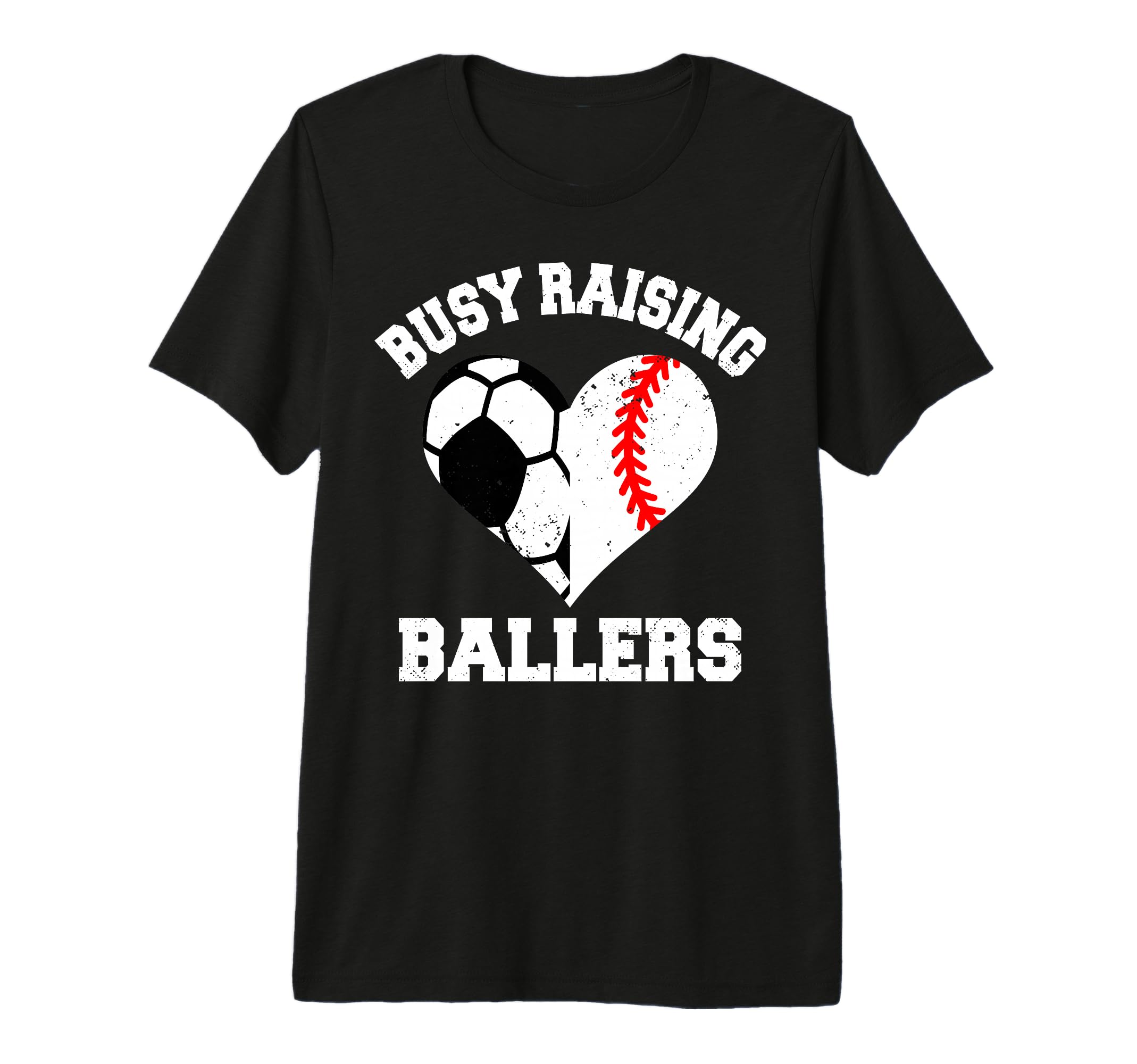 Busy Raising Ballers Soccer Baseball Heart T-Shirt - Graphic Print Unisex - T-Shirt, Sweatshirt, Hoodie