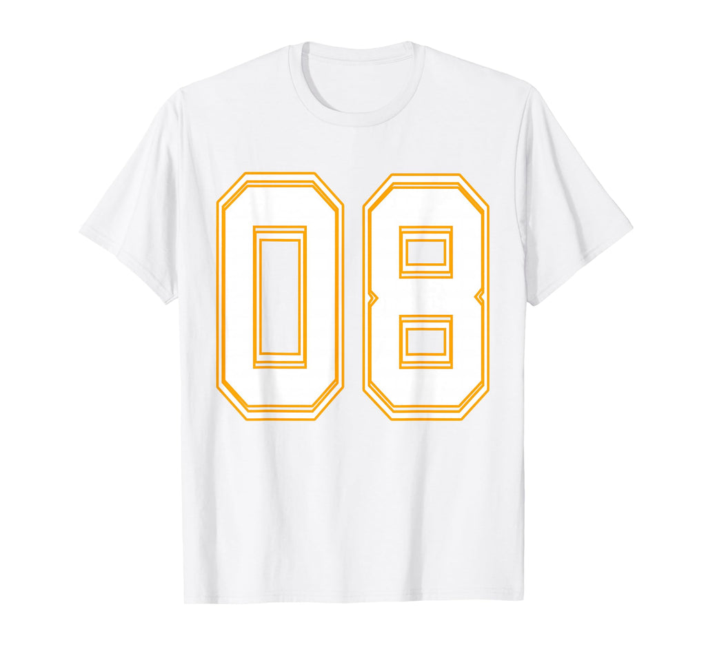 Number 08 Red Yellow White Football T-Shirt - Minimalist Print for Adults - T-Shirt, Sweatshirt, Hoodie
