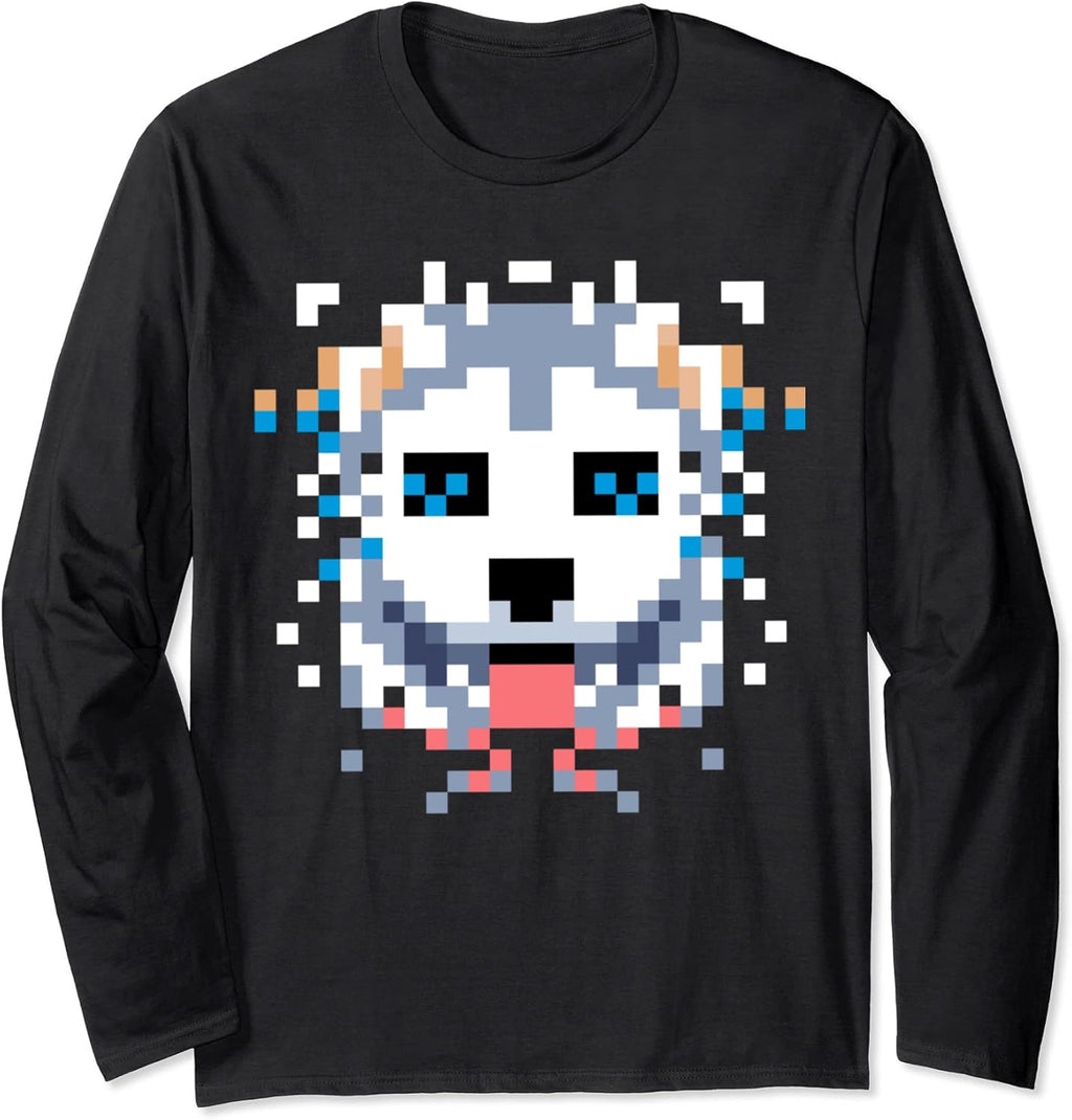PIXEL ART WEIRD DOG, ABSTRACT WOLF, ODD - Adult & Kids T-Shirts, Sweatshirts & Hoodies apparel design preview 1