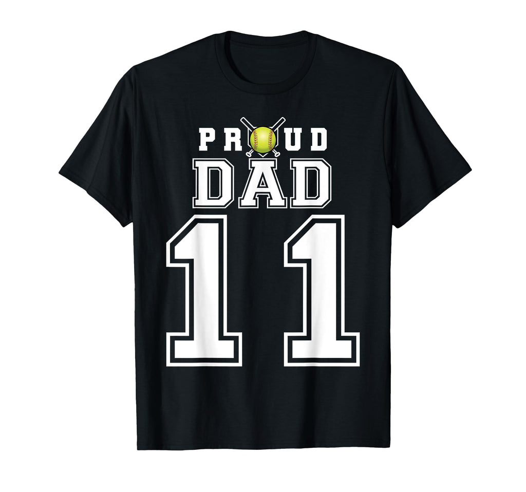 Custom Proud Dad Softball Player Number T-Shirt - Novelty Apparel Unisex - T-Shirt, Sweatshirt, Hoodie