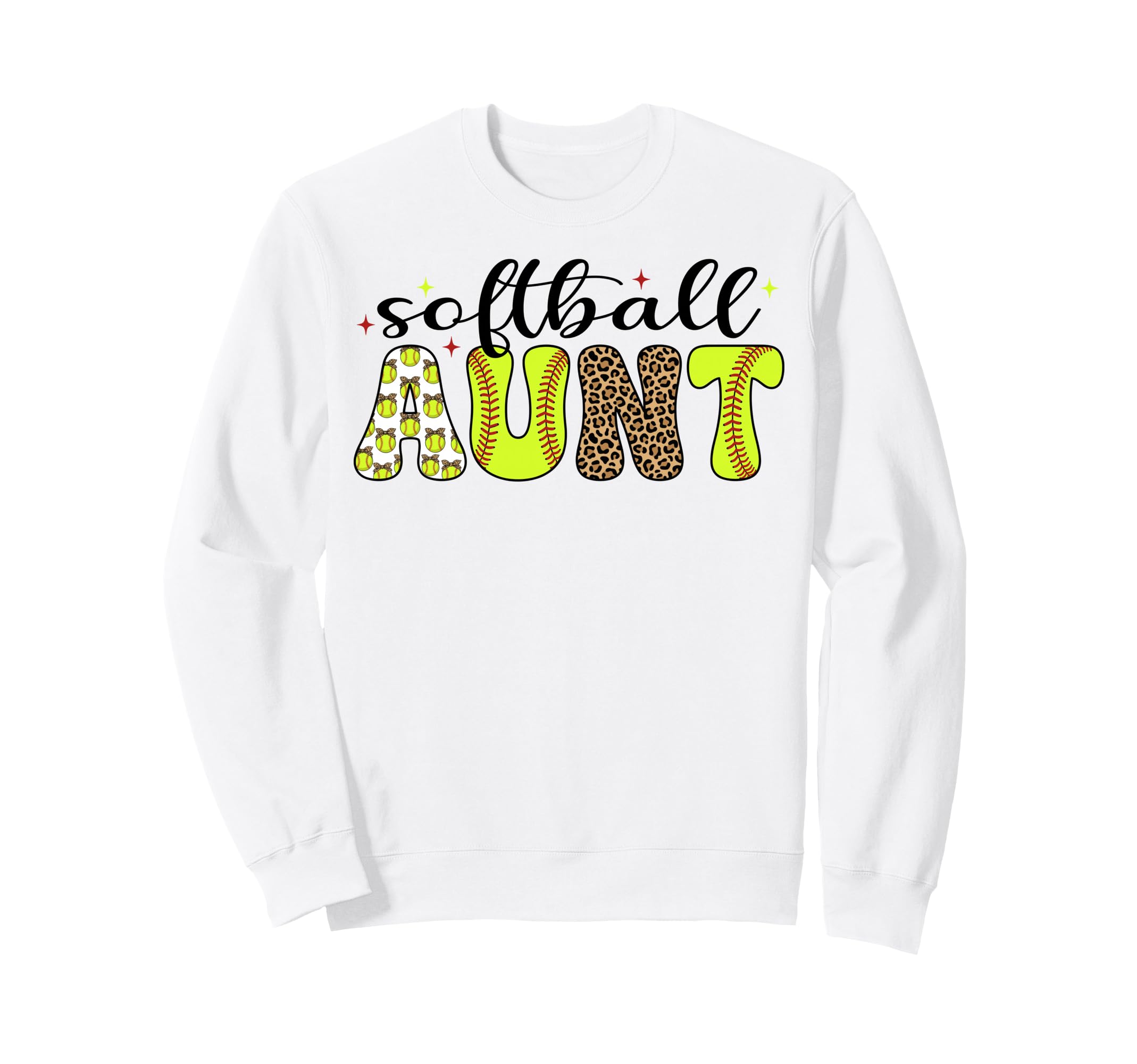 Softball Aunt Leopard Coquette Bow Sweatshirt - Graphic Print Men Women - T-Shirt, Sweatshirt, Hoodie
