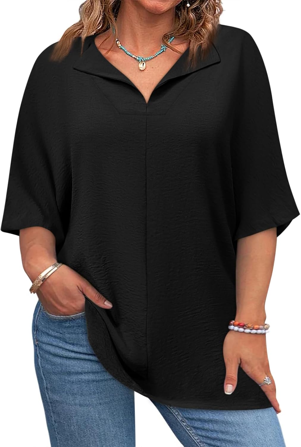 Womens Plus Size Tops Short Sleeve V Neck Blouse - Adult & Kids T-Shirts, Sweatshirts & Hoodies apparel design preview 1