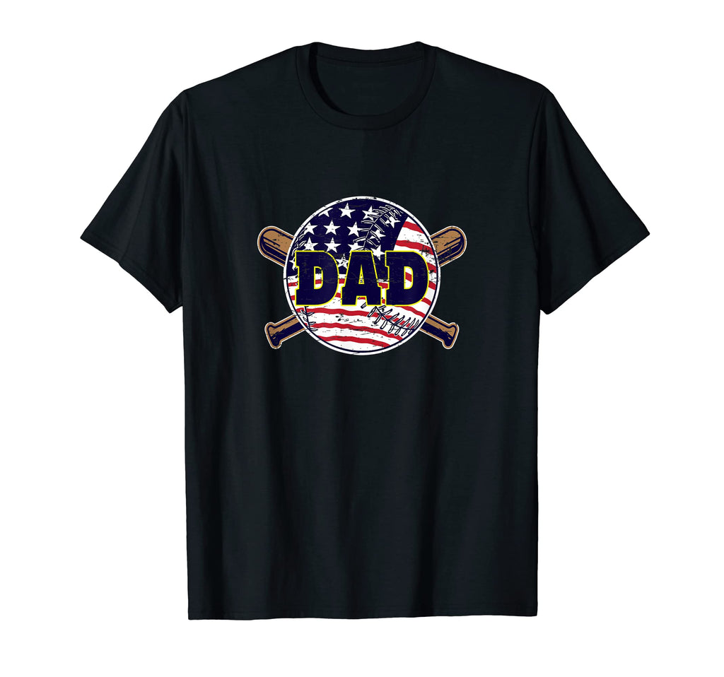 Baseball Dad Patriotic Us Flag T-Shirt - Novelty Apparel Men Women - T-Shirt, Sweatshirt, Hoodie