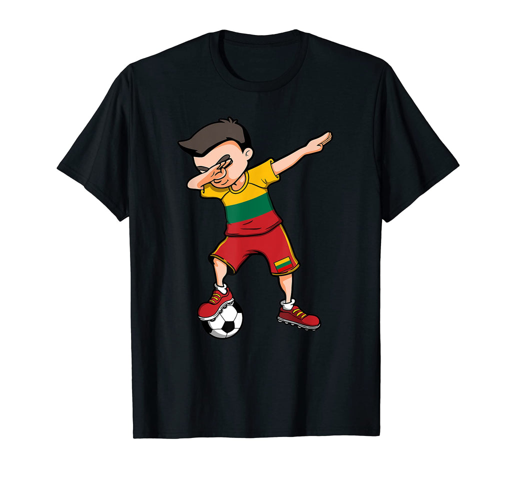Dabbing Soccer Lithuania Football T-Shirt - Minimalist Print Men Women - T-Shirt, Sweatshirt, Hoodie
