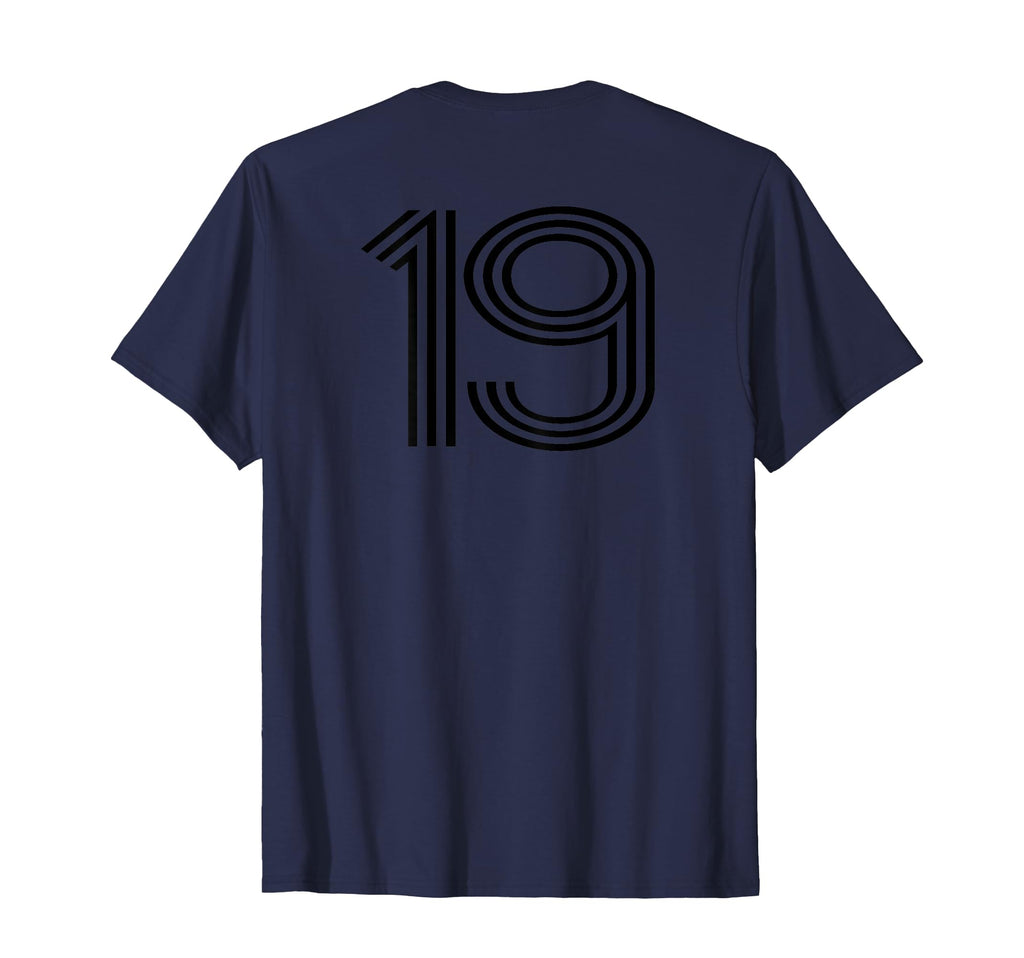 Number 19 Baseball Football Soccer Back T-Shirt - Graphic Print for Adults - T-Shirt, Sweatshirt, Hoodie