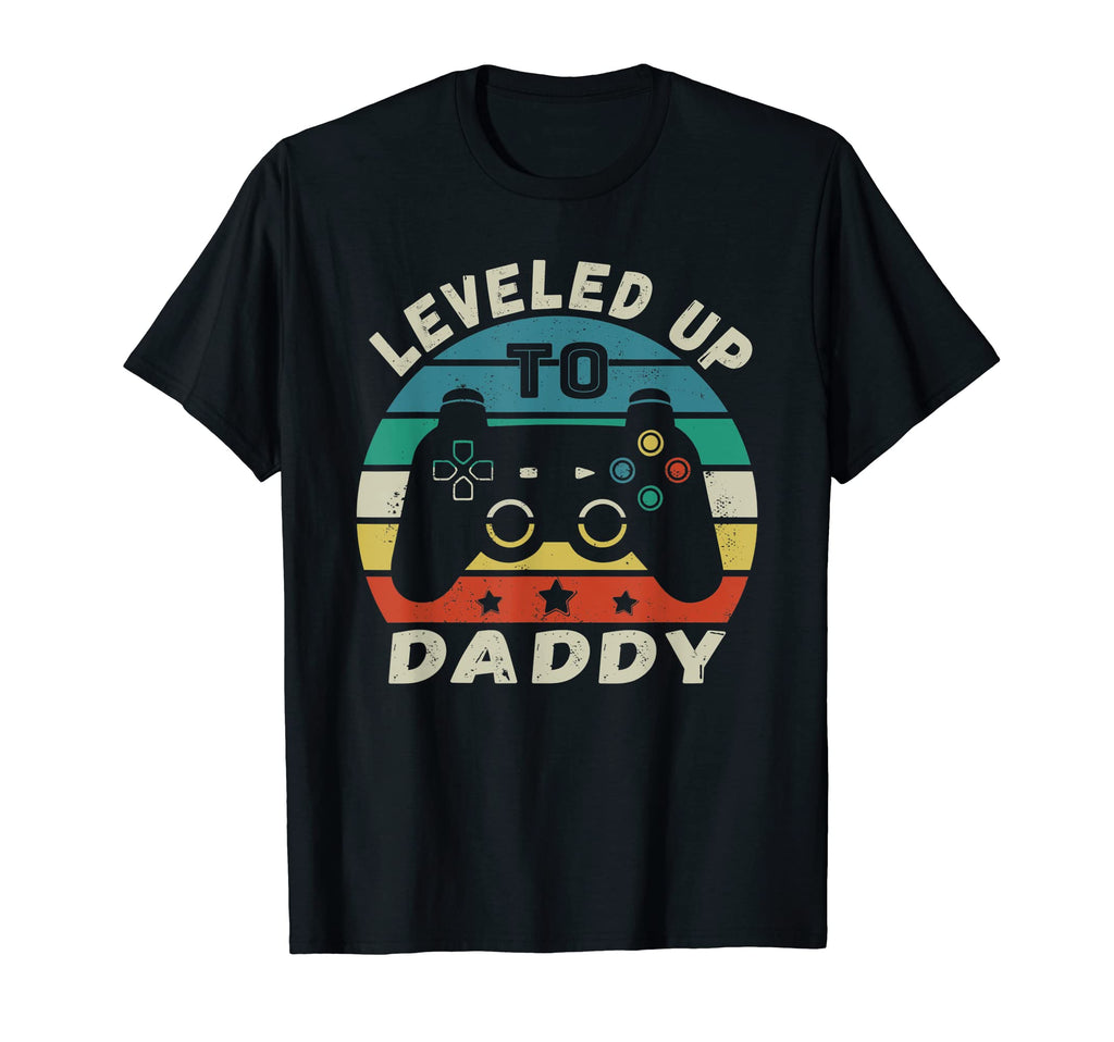 Mens Leveled Up To Daddy Gamer Dad T-Shirt - Novelty Apparel Men Women - T-Shirt, Sweatshirt, Hoodie