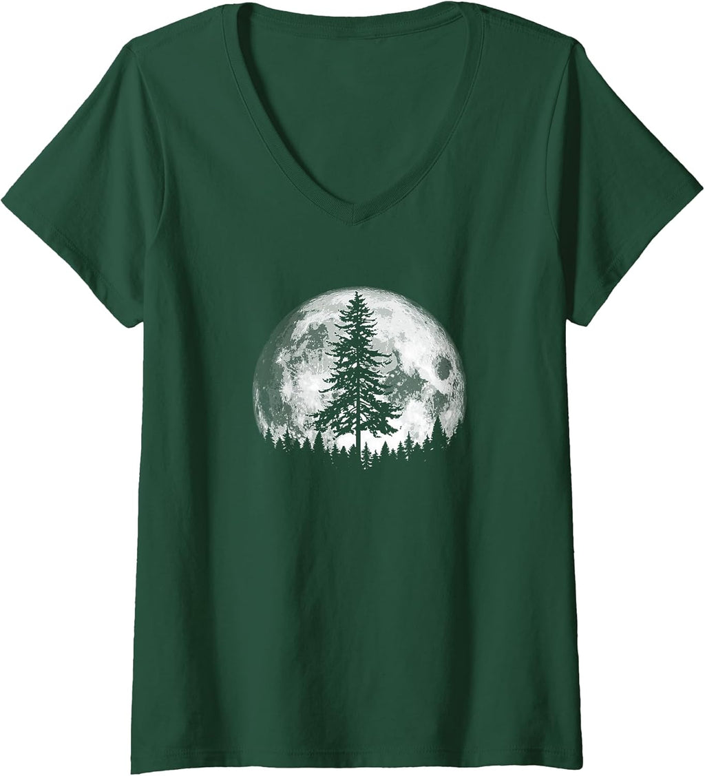 Womens Retro Full Moon Minimalist Pine Tree Vintage - Adult & Kids T-Shirts, Sweatshirts & Hoodies apparel design preview 1