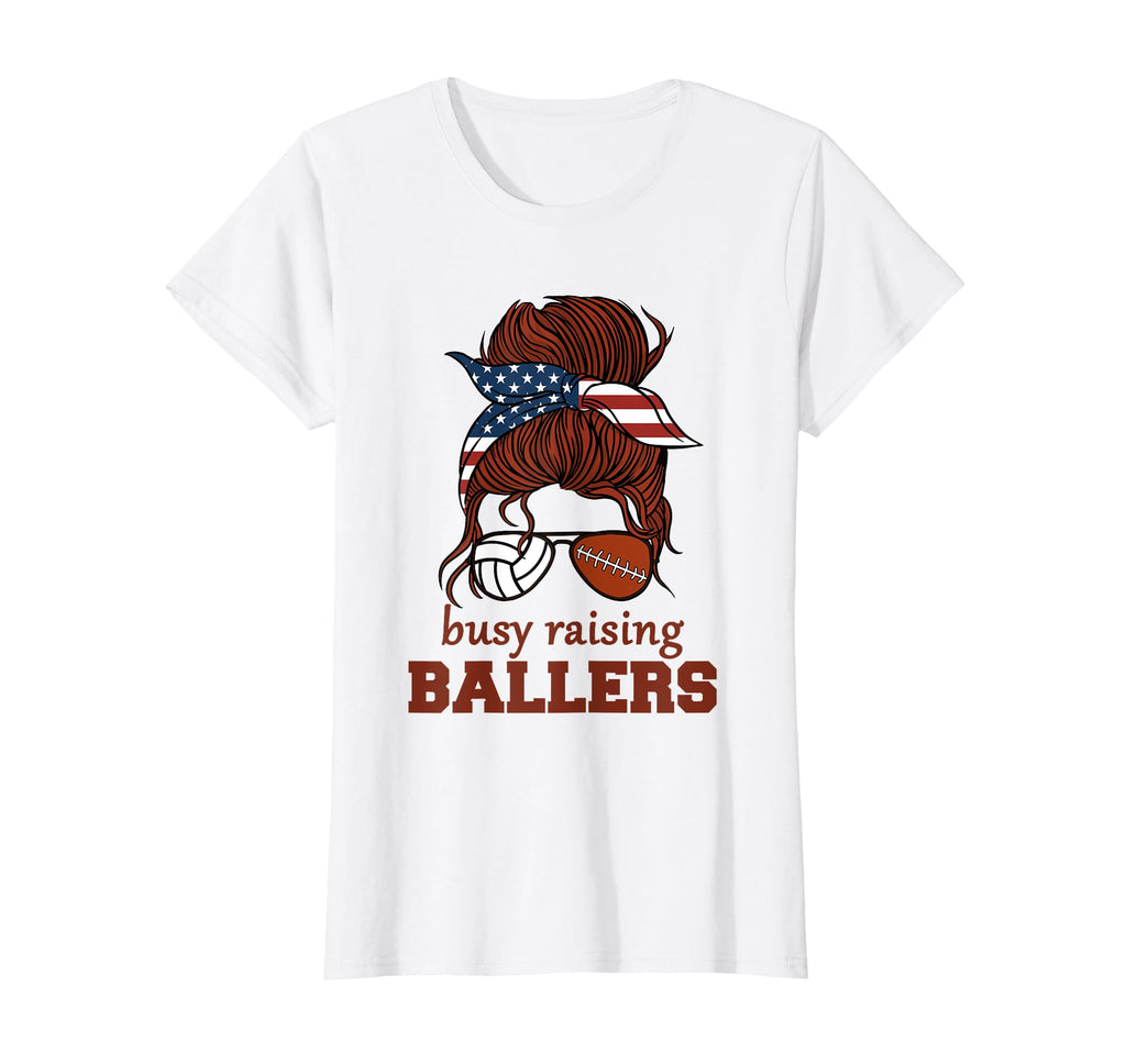 Volleyball And Football Mom Usa Busy T-Shirt - Aesthetic Graphic Men Women - T-Shirt, Sweatshirt, Hoodie