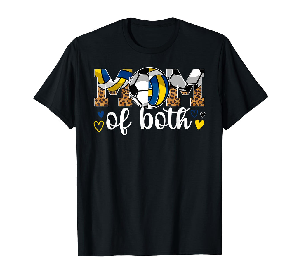 Mom Both Leopard Soccer Volleyball Mom T-Shirt - Graphic Print Men Women - T-Shirt, Sweatshirt, Hoodie