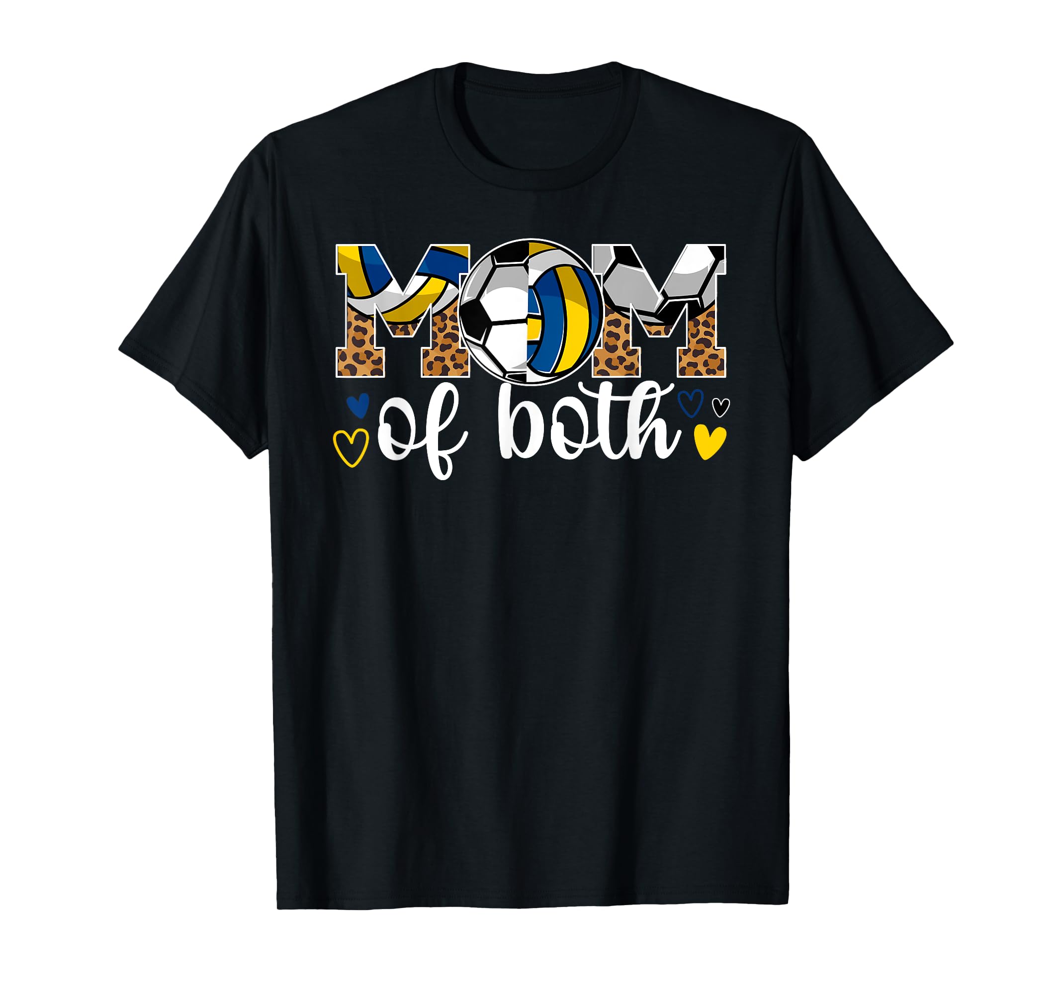 Mom Both Leopard Soccer Volleyball Mom T-Shirt - Graphic Print Men Women - T-Shirt, Sweatshirt, Hoodie