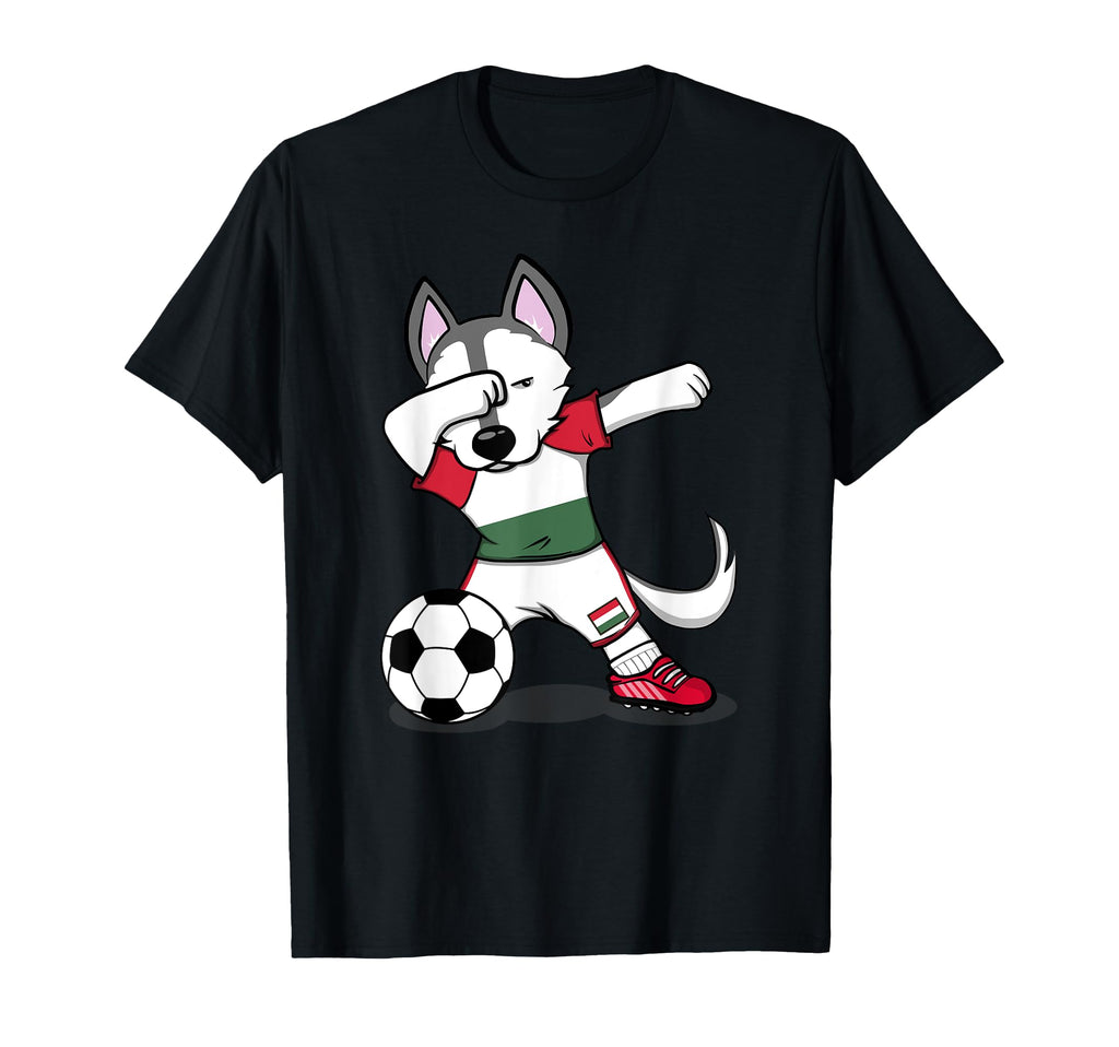 Dabbing Husky Dog Hungary Football T-Shirt - Fun Novelty Design Unisex - T-Shirt, Sweatshirt, Hoodie