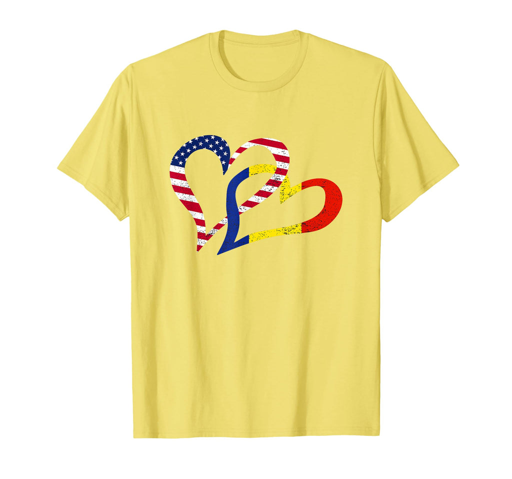 Romania Usa Flag Heart Romanian T-Shirt - Streetwear Style for Adults - T-Shirt, Sweatshirt, Hoodie