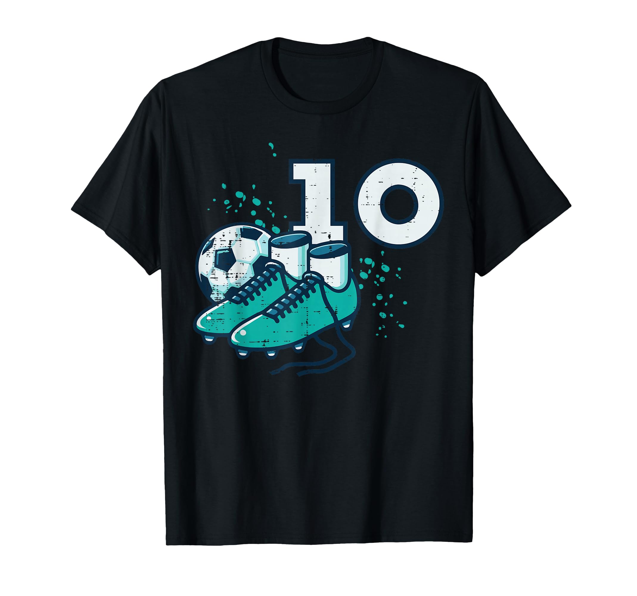 10Th Birthday Soccer Ball Shoes T-Shirt - Minimalist Print Men Women - T-Shirt, Sweatshirt, Hoodie