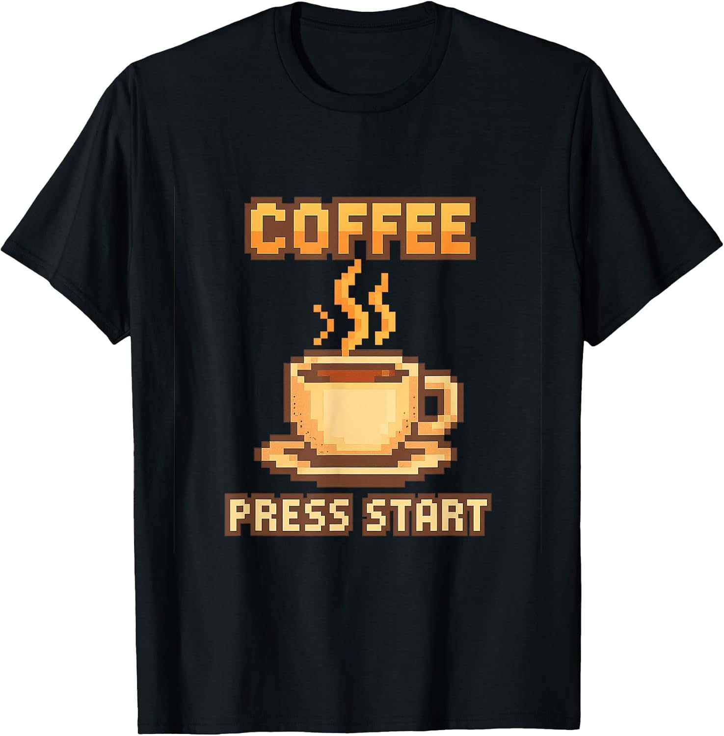 Coffee Press Start Retro Gaming 8-Bit Pixel Art - Adult & Kids T-Shirts, Sweatshirts & Hoodies apparel design preview 1