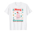 Meowy Catmas Cat Santa Hat Lights T-Shirt - Minimalist Print for Adults - T-Shirt, Sweatshirt, Hoodie