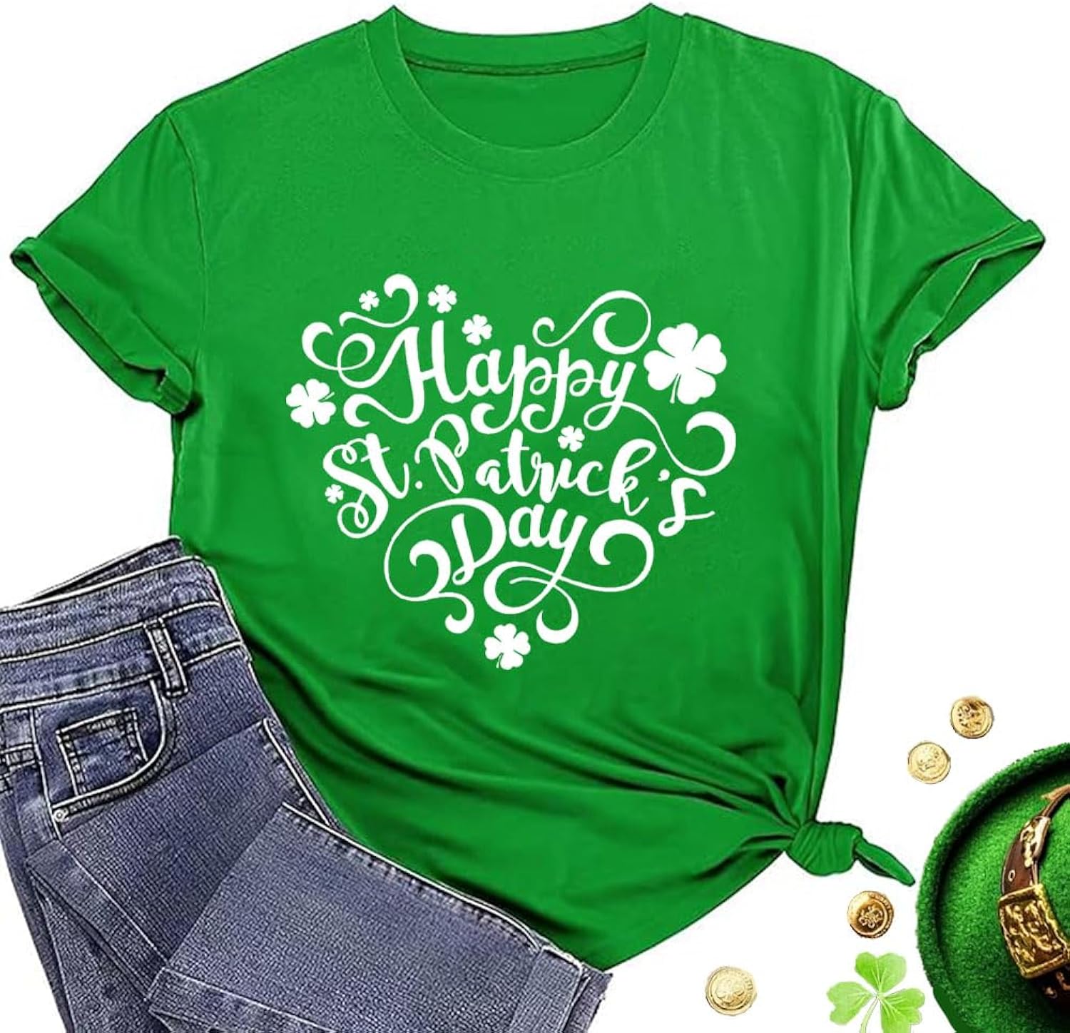 Happy St Patrick's Day Cotton for Women Clover - Adult & Kids T-Shirts, Sweatshirts & Hoodies apparel design preview 1
