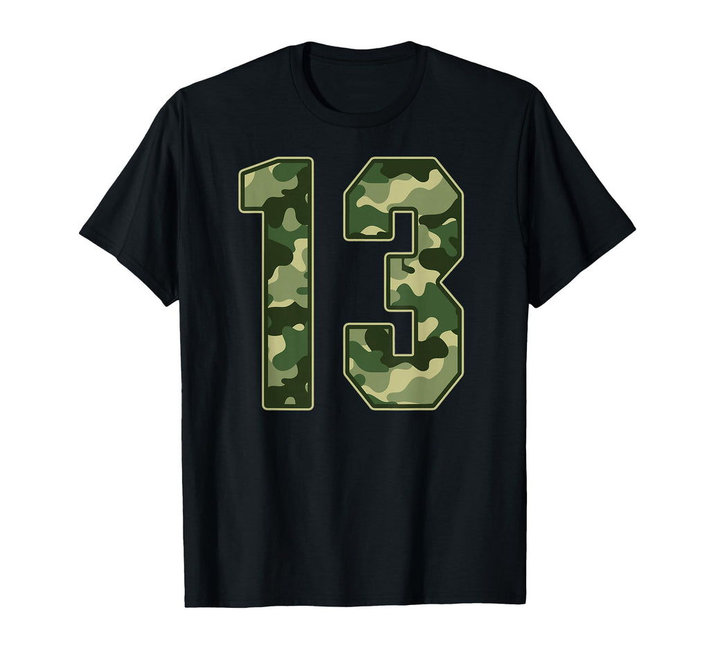 Camo 13 Jersey Number 13 Uniform Fan T-Shirt - Unique Graphic for Adults - T-Shirt, Sweatshirt, Hoodie